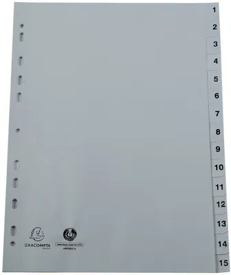 Produktbild von EXACOMPTA Kunststoff-Register Zahlen DIN A4 15-teilig grau