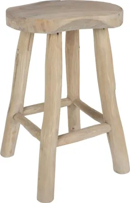 Produktbild von Rustikaler Teakholz Hocker Sitzhocker Holzhocker Blumenhocker Beistelltisch Deko