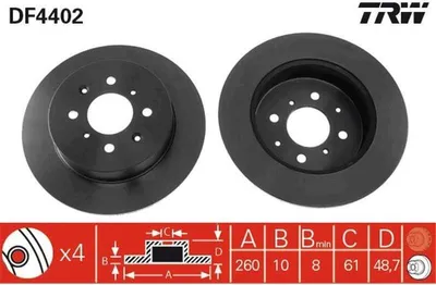 Produktbild von TRW Bremsscheiben (2 Stück) Hinterachse DF4402