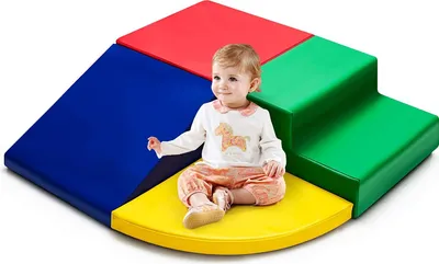 Produktbild von 4 TLG. Großbausteine, Schaumstoffbausteine, Bausteinset Schaumstoff, Riesenbausteine zum Krabbeln & Rutschen & Klettern, Bauklötze, Softbausteine für Kinderzimmer & Kindergarten (Farbe3)