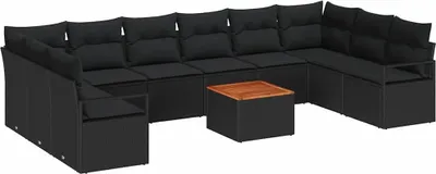 Produktbild von vidaXL Gartensofa-set 11 stk. Schwarz Poly-Rattan