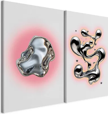 Produktbild von murando - Wandbilder Set Metallische Formen 40x30cm 2 Teilig je 20x30cm Collage 2er Mehrteiligen Gemälden Vlies Leinwandbild Kunstdrucke Leinwanddrucke - Bilder-Set Leuchtende Farben a-C-10151-b-a