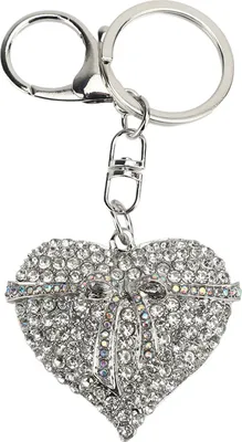 Produktbild von Strass und herzförmige Schlüsselkette Zinklegierung Süßes Bling -Taten -Dekoration Schlüsselbund für Handtaschenfarbe