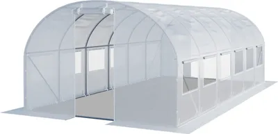 Zdjęcie produktu dla TOOLPORT Tunel foliowy Szklarnia foliowa 3x6m z oknami - Plandeka PE o gramaturze 180g/m² biały przezroczysta
