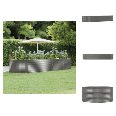 Produktbild von vidaXL Hochbeet Grau 367x140x68 cm Pulverbeschichteter Stahl - Blumentöpfe & Pflanzgefäße