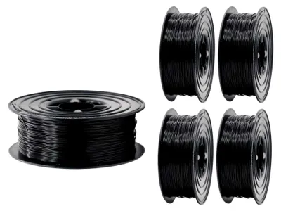 Produktbild von PLA Filament 1,75mm 3D Drucker oder Stift Set 5x 1kg Schwarz