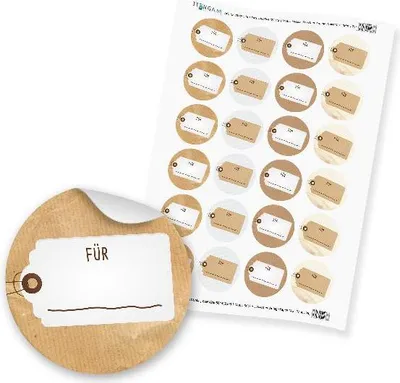 Produktbild von 24 x itenga Sticker „Etiketten Vintage Papier Mix“ unlackiert  (Motiv 79)
