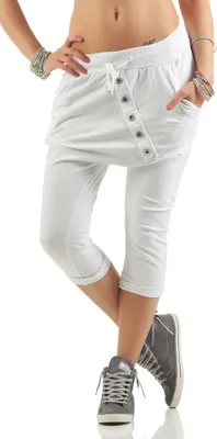 Produktbild von 168 Mississhop Damen Capri Hose Bermuda Caprihose Sommerhose pants 3/4 mit Gummibund Weiß