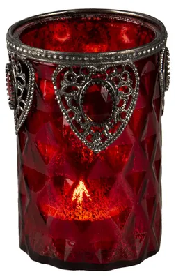 Image de Clayre & Eef Bougeoir Ø 9x14 cm Rouge Verre