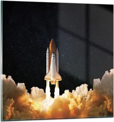 Produktbild von Bilder auf glas - Einteilig - Abheben Rakete Kosmos - 40x40cm - Glasbilder - Wandbilder - Bilder - zum Aufhängen bereit - Wanddekoration aus Glas - Glas Bilder - Wandbild auf Glas - GAC40x40-4531