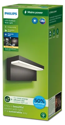 Obrázek produktu pro Philips Nástěnné svítidlo Bustan 3,8 W, Venkovní světlo na zeď, Antracit, Kov, IP44, Terasa, Zahrada, I