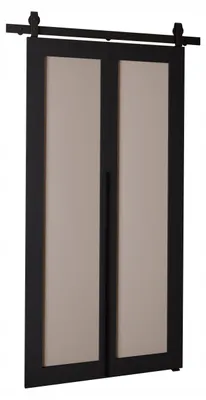 Produktbild von KierMoebel Schiebetür Komplettset QUDIO M1 Schwarz + Kaschmir 86x205x3,2 cm Wohnzimmer Schiebetür