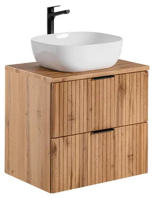 Produktbild von Waschtisch 60.6cm Adriel mit 2 Schubladen, Eichenoptik