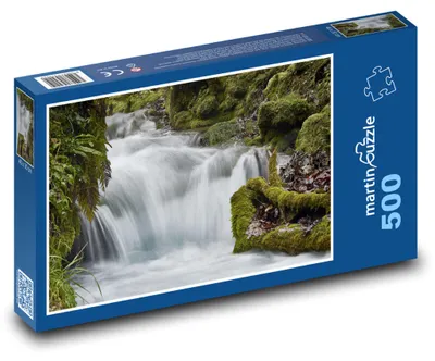 Zdjęcie produktu dla Puzzle 500 Kryształowy wodospad w lesie - martinpuzzle
