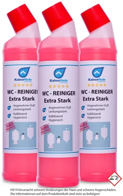Produktbild von KaiserRein Profi WC-Reiniger extra Stark Urinsteinentferner Urinsteinlöser SET 3 x 0,75 L flüssig Toilettenreiniger I Sanitärreiniger I Badreiniger Konzentrat