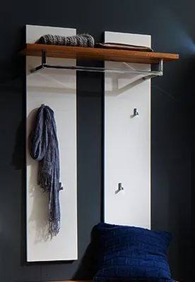 Zdjęcie produktu dla Garderobenpaneel >Lisa< in Weiß matt aus MDF - 91x135x25cm (BxHxT)