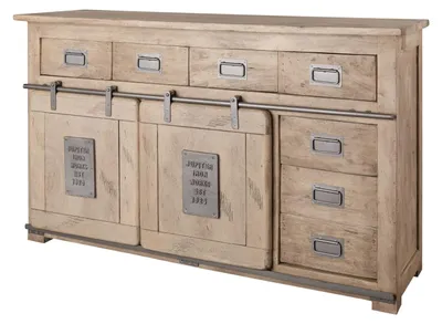 Immagine prodotto di MASSIVMOEBEL24 | credenza in legno di Mango 150x45x90 sbiancato laccato RAILWAY #320