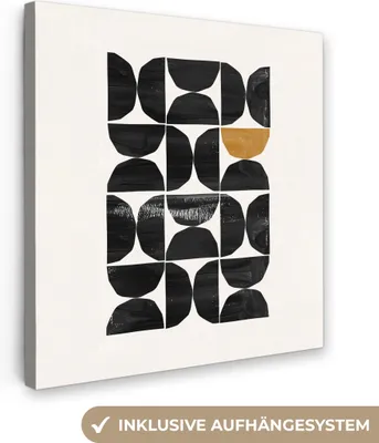 Zdjęcie produktu dla MuchoWow® - Obraz na płótnie - Nowoczesny - Półkole - Złoty - Czarny, fototapeta, dekoracja ścienna obrazy salon, 90x90cm