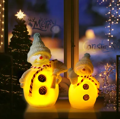 Produktbild von CCLIFE LED Deko Kerzen Dekoleuchte Dekolicht Weihnachtskerze Timer Echtwachs Teelichter, Color:2er Schneeman. Echtwachs