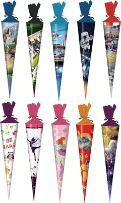 Produktbild von STYLEX Schultüte - 25 cm - rund - Motiv sortiert