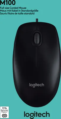 Obrázek produktu pro Logitech M100, Pro praváky i leváky, Optický, USB Typ-A, 1000 DPI, Černá