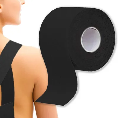 Produktbild von Kinesiologie Tape Sporttape Physiotape 5 m 5 cm Schwarz Taping Tape für Muskel Gelenk und Rehabilitation