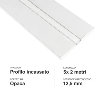 Produktbild von Set mit 5 2-Meter-LED-Profilen, die in die Gipskartonplatte integriert sind - geeignet für LED-Streifen bis 12,4 mm
