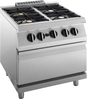 Obrázek produktu pro Plynový sporák KBS se 4 hořáky a plynovou troubou, 4 x 6,0 kW, 800 x 730 x 900 mm, pilotní plamen