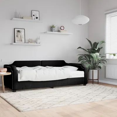 Image de Maison Exclusive - Lit de jour avec matelas noir 80 x 200 cm en tissu