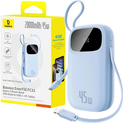Immagine prodotto di Baseus EnerFill Powerbank 20000mAh 45W Cavo USB-C/Lightning integrato
