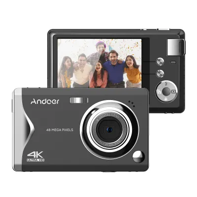 Obrázek produktu pro Andoer 3,0palcový TFT nositelný digitální fotoaparát 48 MP 4K Ultra HD 16x zoom automatické ostření samospoušť detekce obličeje proti otřesům se 2 bateriemi řemínek na ruku skvělý dárek pro děti