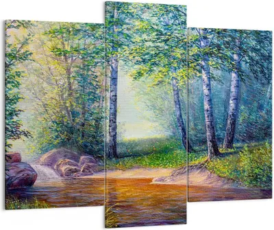 Produktbild von Bild auf Leinwand - Leinwandbild - Wiese Wasser Baum - 130x100cm - Wand Bild - Wanddeko - Leinwanddruck - Bilder - Kunstdruck - Wanddekoration - Leinwand bilder - Wandkunst - CB130x100-4063