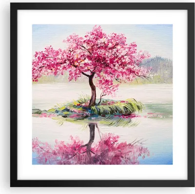 Produktbild von Gerahmtes Poster - Schwarzer Rahmen - Baum Abstraktion - 40x40 cm - Wand Bild - Wanddeko - Wandbilder - Kunstposter - Wandposter - Bilderrahmen - Bilder - Kunstdruck - Wandbild - P2BAC40x40-3805