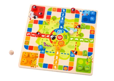 Produktbild von Tooky Toy 2-In-1 Spielbrett für Kinder - Würfel/Schlangen und Leitern-Spiel Holz