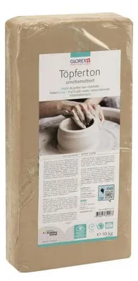 Produktbild von Glorex Töpferton 10 kg, weiß, unschamottiert