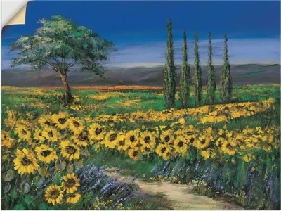 Produktbild von ARTland Wandbild, selbstklebend Sonnenblumenfeld Größe: 80x60 cm