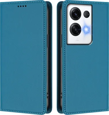 Immagine prodotto di Custodia in pelle per Oppo Reno8 Pro 5G, custodia a libro magnetica in Finto cuoio con supporto, blu lago