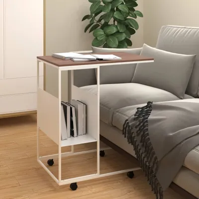 Produktbild von Schlichtes Beistelltisch mit Rollen Weiß 55x36x63,5 cm Holzwerkstoff - Couchtische DE7047299 1parcel