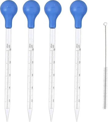 Produktbild von 4 Stück Pipette, Glaspipette Pipette 10ml Glas Pipette, Messpipetten Mit Bürsten, Pipetten, Tropfpipette für Labor Lebensmittel Forschung Medizin（Mit pipette bürste）