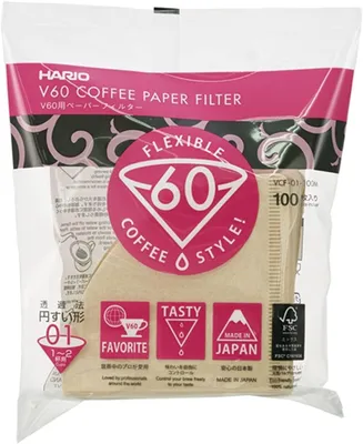 Imagen del producto de Hario Papierkaffeefilter V02 Misarashi braun 100 Stück VCF-02-100M