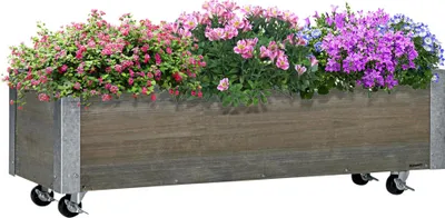 Image de Jardinière d'extérieur - Grand pot de fleurs - Avec roulettes - Bac à plantes - Tissu non tissé - Gris clair
