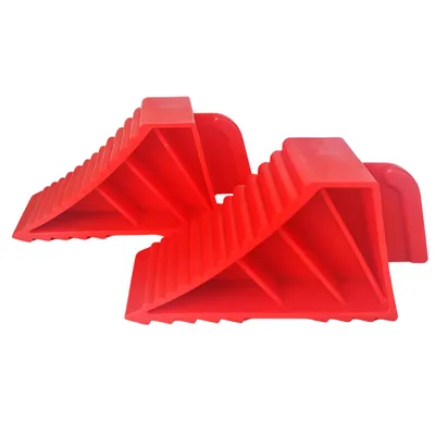 Produktbild von 2x Unterlegkeile Radkeil mit Griff PKW Traglast 2,5t pro Paar Kunststoff Rot