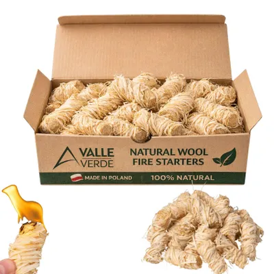 Produktbild von Valle Verde 5kg Öko Anzündwolle, Anzünder, Holzwolle, Kaminanzünder & Grillanzünder, Holzanzünder, Ofenanzünder, Outdoor-Kochen, Camping, Anzündhilfe