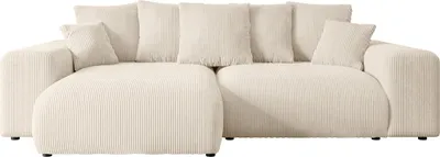 Produktbild von Ecksofa mit Schlaffunktion und Bettkasten ESKAR-L -266x176x72 cm Beige- Corner Sofa Bett Eckcouch Couch L-Form Schlafcouch Ausziehbar Wohnlandschaft Schlafsofa Cauchsofa