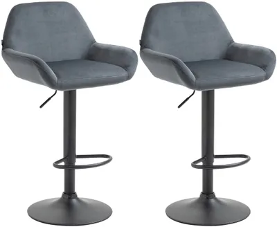 Produktbild von CLP 2er Set Barhocker Braga Samt drehbar und höhenverstellbar schwarz Material Gestell Metall in Chromoptik