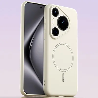 Image de Etui magnétique pour Huawei Pura 70 Pro, compatible MagSafe, silicone liquide, résistant aux chocs et aux rayures Beige
