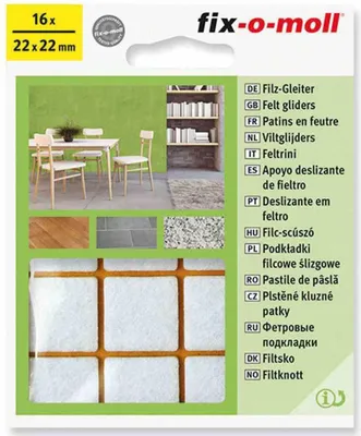 Produktbild von Filzgleiter wei 22 x 22 mm 16 Stck