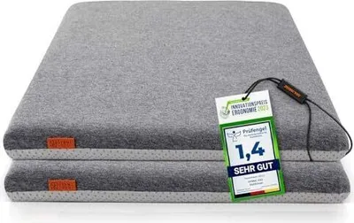 Produktbild von DYNMC you Sitzkissen Stuhl - Stuhlkissen 40x40 - Eckig 2er Set Grau - Test  - Mittelhart H3 - Sitzkissen Bank Memory Schaumstoff - Sitzpolster Stuhl - Stuhlauflage