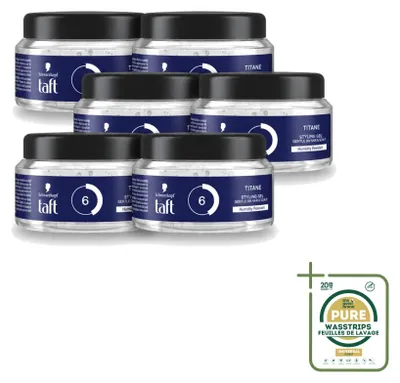Obrázek produktu pro 6 kusů gely Taft Men Power Gel Titane Hold 6 – silná fixace – 250 ml – balení