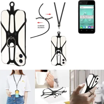 Produktbild von K-S-Trade 3in1 Handykette Handyband Handykordel Halsband Smartphone-Ring Handy-Ring kompatibel mit Wiko Sunny 4 Fingerhalterung Handyring